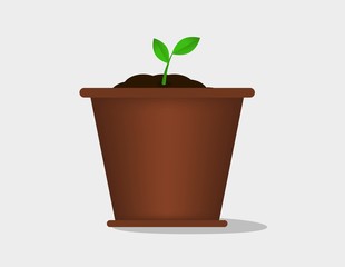 Seeding pot plant vector.
