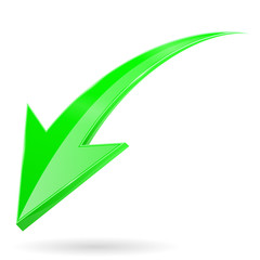 Green down arrow. 3d shiny web icon
