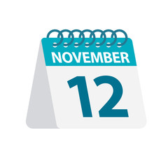 November 12 - Calendar Icon. Vector illustration of one day of month. Desktop Calendar Template