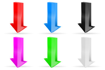 Down arrows. Colored straight icons