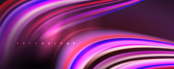 Fluid color waves with light effects, vector abstract background