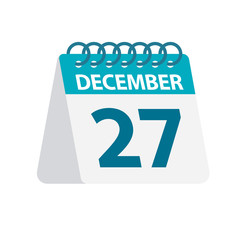 December 27 - Calendar Icon. Vector illustration of one day of month. Desktop Calendar Template