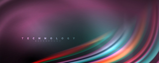 Fluid color swirls on black. Modern background with trendy design