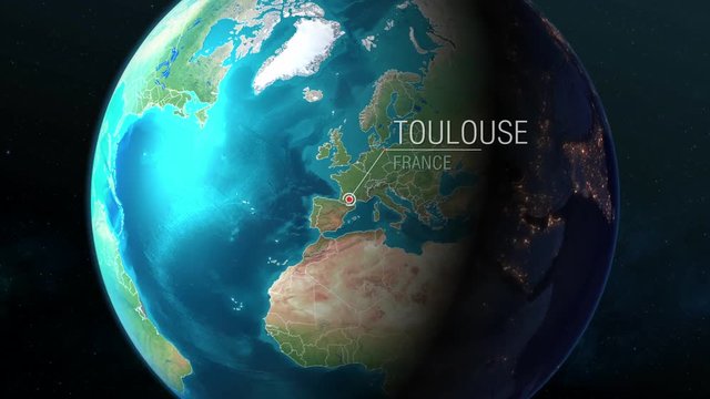 France - Toulouse - Zooming from space to earth