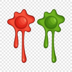 Red and green slime spot icon. Cartoon illustration of red and green slime spot vector icon for web
