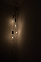 Light bulbs hanging down from the roof