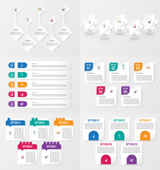 Set of infographics element template with options.