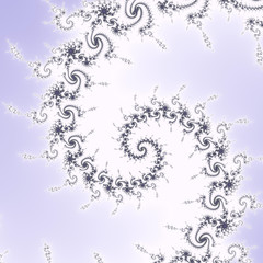 White, grey and blue mandelbrot fractal.