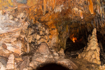 Cave. Stalactites and stalagmites. Amazing places on the planet. Excursions in the journey