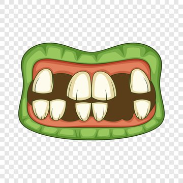 Zombie teeth icon. Cartoon illustration of zombie mouth vector icon for web