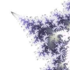 White, grey and blue mandelbrot fractal.