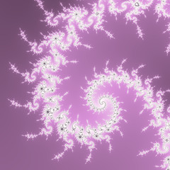 White, grey and pink mandelbrot fractal.