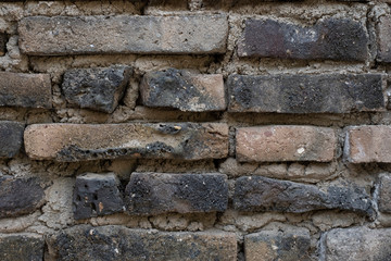 Dark dilapidated brick , large format