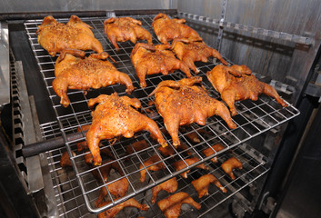 Roasted chickens in the oven