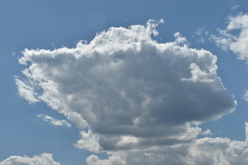 Cloudy sky at sunset in summer.