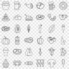Jam icons set. Outline style of 36 jam vector icons for web for any design