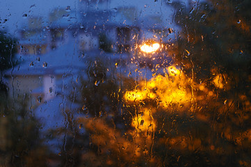 View through the window during the rain