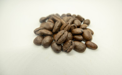 Coffee beans on a light background