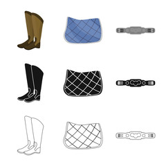 Vector design of equipment and riding sign. Set of equipment and competition stock vector illustration.