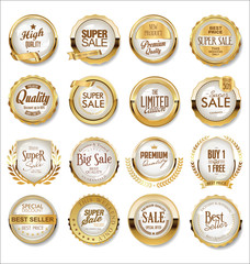 Golden super sale labels retro vintage design collection