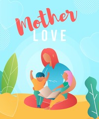 Modern cartoon flat characters, mother with kids on the beach landing page,sales poster,banner flyer,web online concept of healthy lifestyle design.