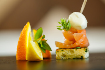 Delicious food in the restaurant on a plate