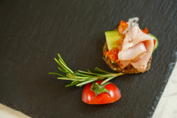 Delicious food in the restaurant on a plate