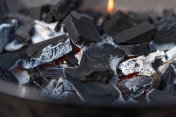 hot Barbecue charcoal on the grill