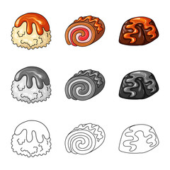 Isolated object of confectionery and culinary logo. Set of confectionery and product stock vector illustration.