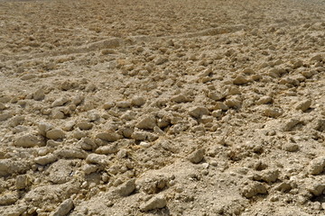 Terre labourée avec mottes de terre.