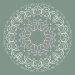 Ornamental round lace pattern background for certificate, note, ticket, reward, diploma, voucher design.