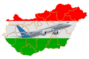 Flights to Hungary, travel concept. 3D rendering