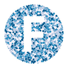 F letter color distributed circles dots illustration
