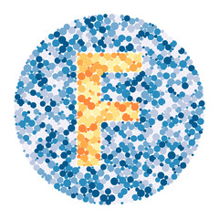 F letter color distributed circles dots illustration