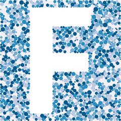 F letter color distributed circles dots illustration