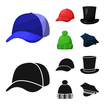 Vector design of clothing and cap icon. Set of clothing and beret vector icon for stock.