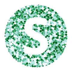 S letter color distributed circles dots illustration