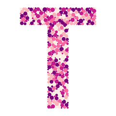 T letter color distributed circles dots illustration
