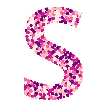 S letter color distributed circles dots illustration