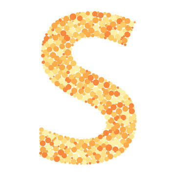 S letter color distributed circles dots illustration