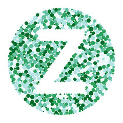 W letter color distributed circles dots illustration