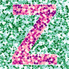 W letter color distributed circles dots illustration