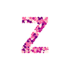 W letter color distributed circles dots illustration