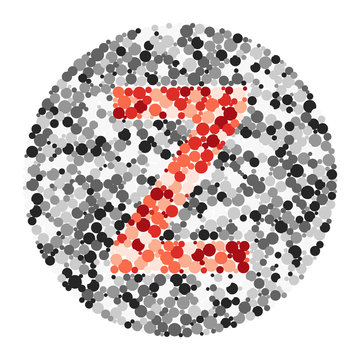 W letter color distributed circles dots illustration