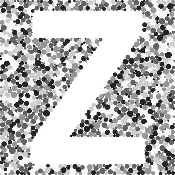 W letter color distributed circles dots illustration