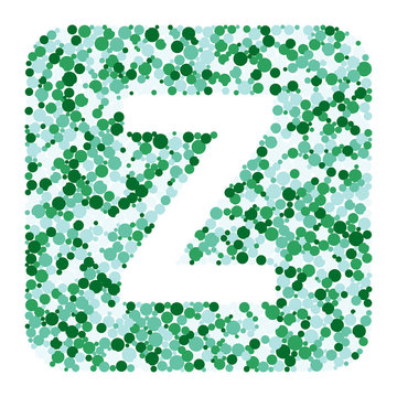 W letter color distributed circles dots illustration