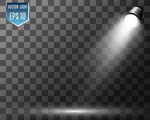 White scene on with spotlights. Vector illustration.