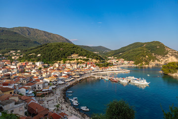 Fototapeta na wymiar Beautiful panoramic view of Parga, a small Greek village near the Ionian sea, Greece.