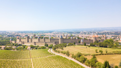 panoramic view of carcassone chateau, France