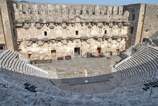 Roman amphitheater of Aspendos ancient city near Antalya, Southern Turkey.